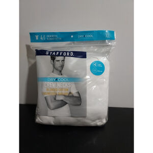Stafford 4-Pack Men's Dry+Cool Blended Cotton Crew-Neck T-Shirts White Sz XL